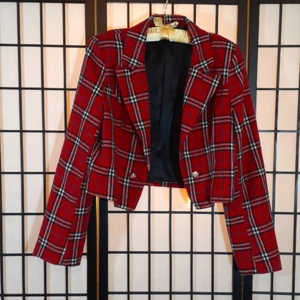 Red plaid blazer